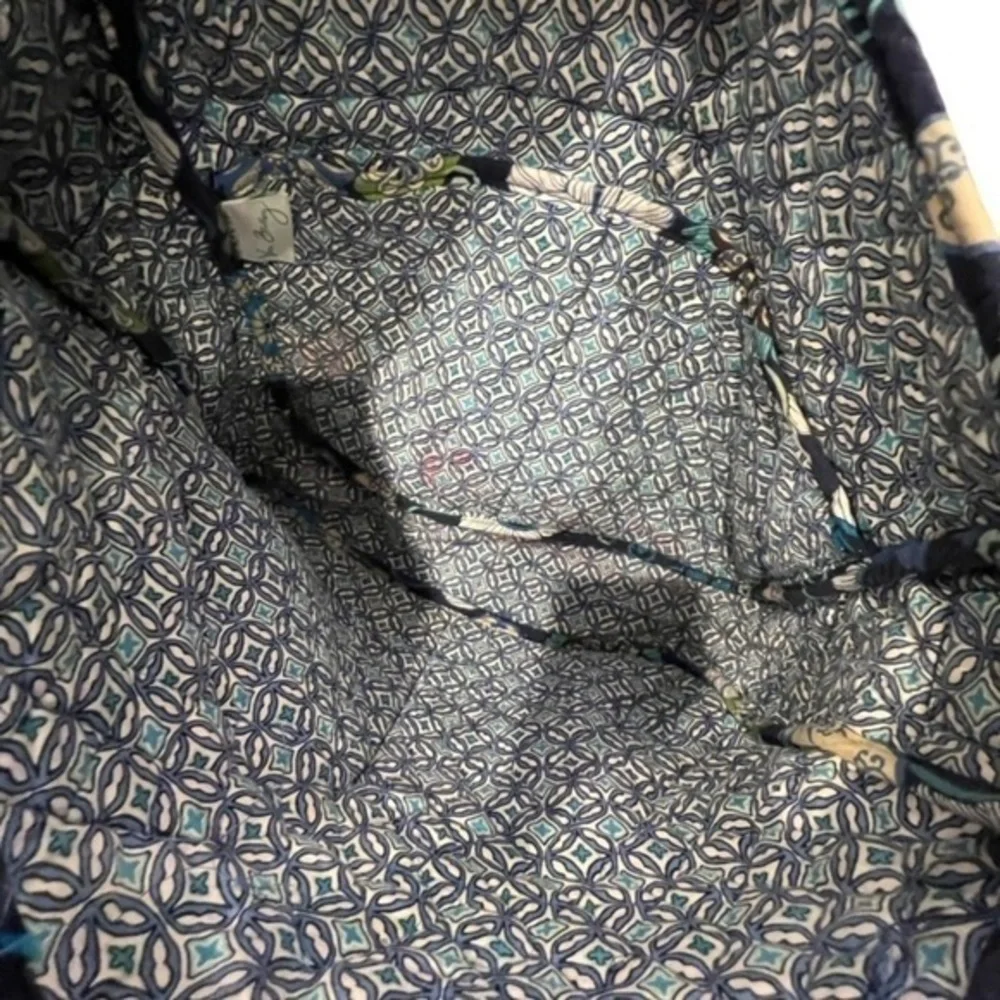 Vera Bradley Blue Messenger Bag Floral Lindsey Laptop Briefcase Book Bag 14x10x4